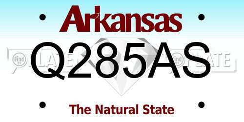 Q285AS Arkansas License Plate