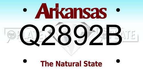 Q2892B Arkansas License Plate