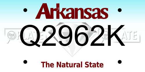 Q2962K Arkansas License Plate