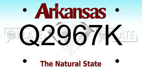 Q2967K Arkansas License Plate