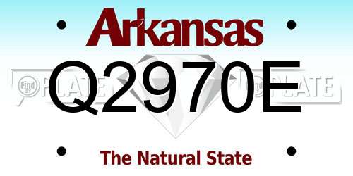 Q2970E Arkansas License Plate