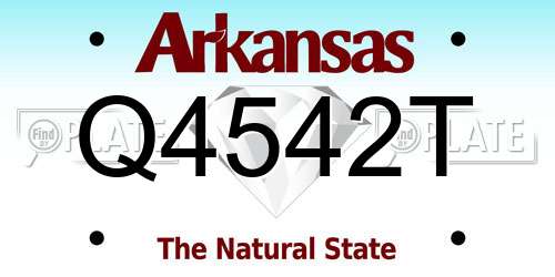 Q4542T Arkansas License Plate