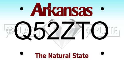 Q52ZTO Arkansas License Plate