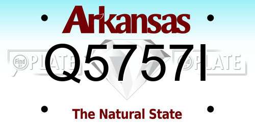 Q5757I Arkansas License Plate