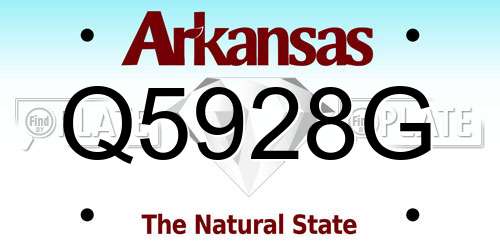 Q5928G Arkansas License Plate