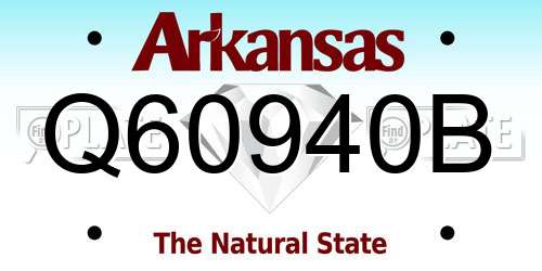 Q60940B Arkansas License Plate