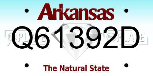 Q61392D Arkansas License Plate
