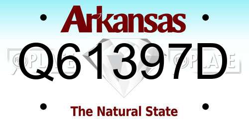 Q61397D Arkansas License Plate