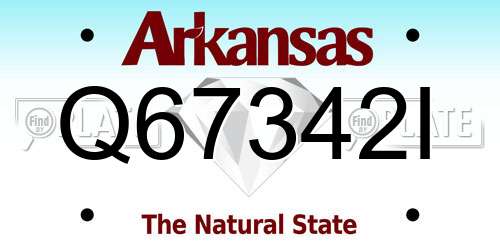 Q67342I Arkansas License Plate