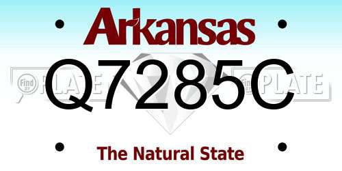 Q7285C Arkansas License Plate