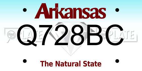 Q728BC Arkansas License Plate