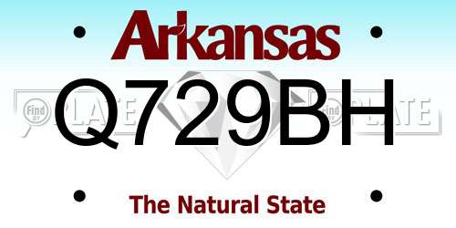 Q729BH Arkansas License Plate