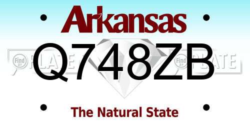 Q748ZB Arkansas License Plate