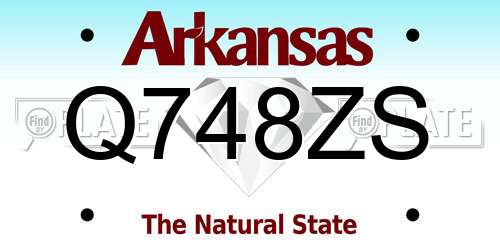 Q748ZS Arkansas License Plate