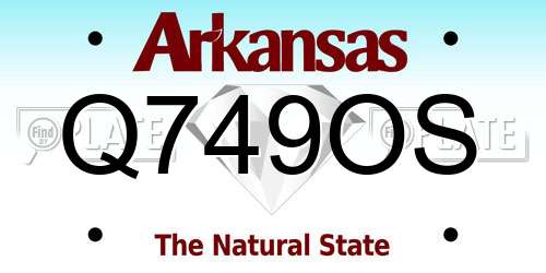 Q749OS Arkansas License Plate
