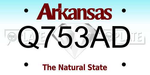 Q753AD Arkansas License Plate