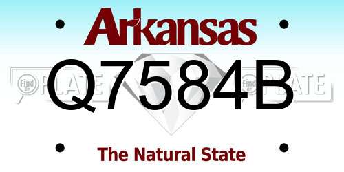 Q7584B Arkansas License Plate