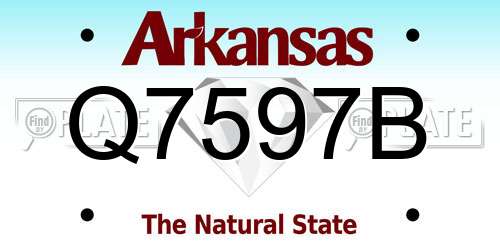 Q7597B Arkansas License Plate