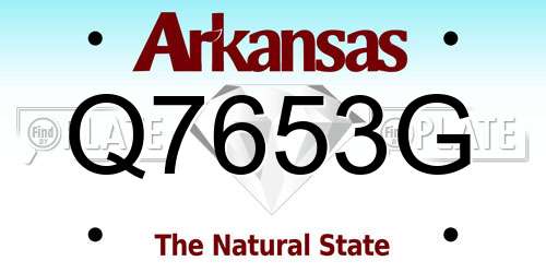 Q7653G Arkansas License Plate