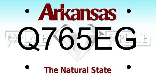 Q765EG Arkansas License Plate