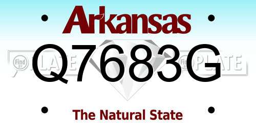 Q7683G Arkansas License Plate
