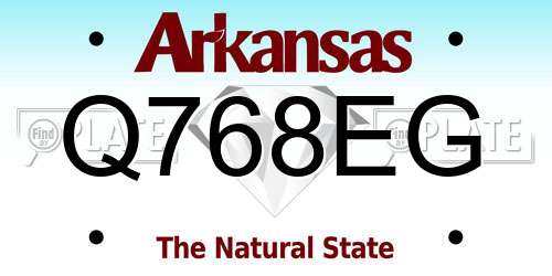 Q768EG Arkansas License Plate