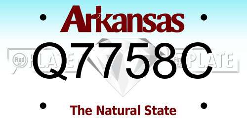 Q7758C Arkansas License Plate