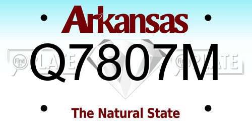 Q7807M Arkansas License Plate