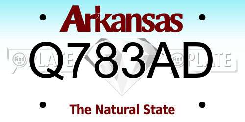 Q783AD Arkansas License Plate