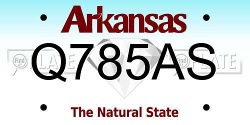 Q785AS Arkansas License Plate