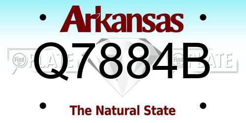 Q7884B Arkansas License Plate
