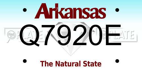 Q7920E Arkansas License Plate