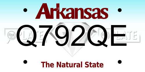 Q792QE Arkansas License Plate