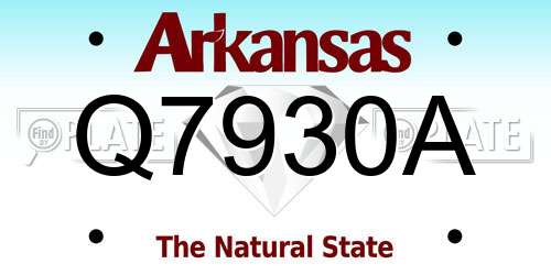 Q7930A Arkansas License Plate