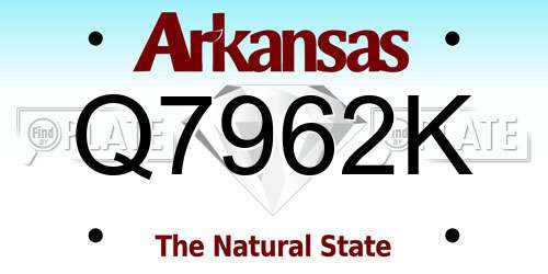Q7962K Arkansas License Plate