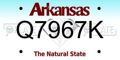 Q7967K Arkansas License Plate