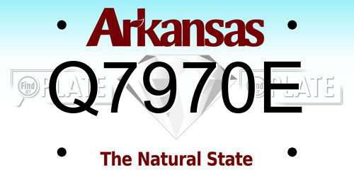 Q7970E Arkansas License Plate
