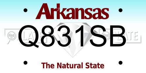 Q831SB Arkansas License Plate