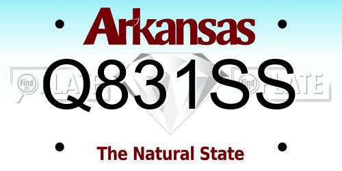 Q831SS Arkansas License Plate