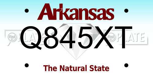 Q845XT Arkansas License Plate
