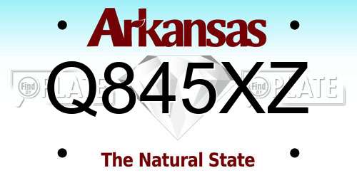 Q845XZ Arkansas License Plate