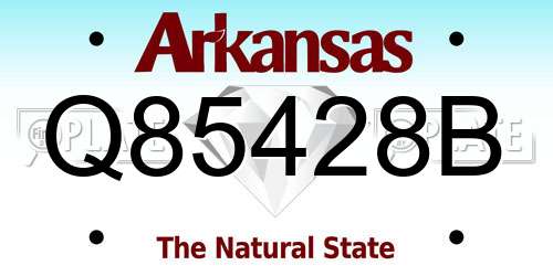 Q85428B Arkansas License Plate