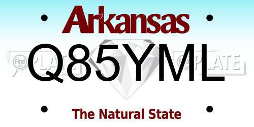 Q85YML Arkansas License Plate