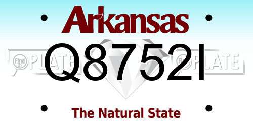 Q8752I Arkansas License Plate