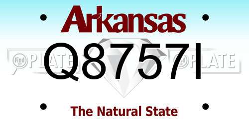 Q8757I Arkansas License Plate