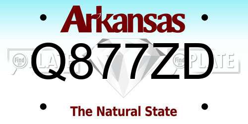 Q877ZD Arkansas License Plate