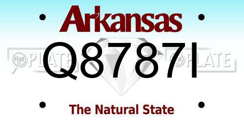 Q8787I Arkansas License Plate
