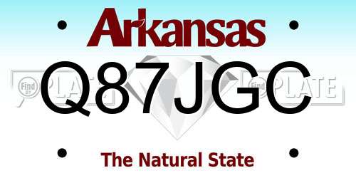 Q87JGC Arkansas License Plate