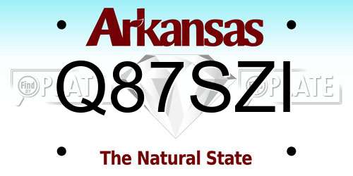 Q87SZI Arkansas License Plate