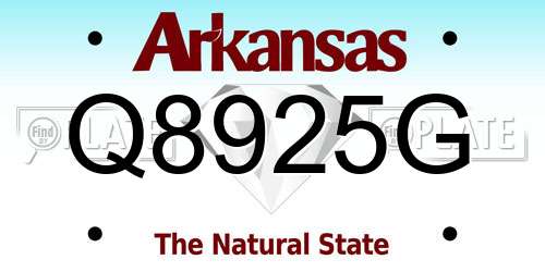 Q8925G Arkansas License Plate